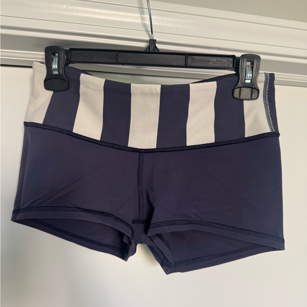 Navy and White Striped Women's Shorts